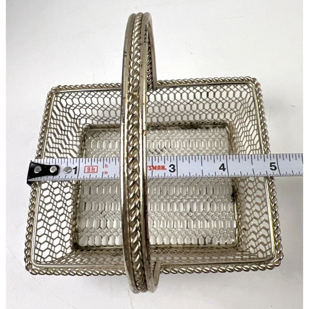 Ornate Silver-toned Colored Wire Basket With Handle